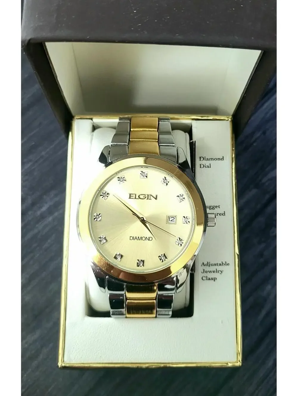 Rare Elgin Satin Diamond Dial Mens Watch Authorized Dealer